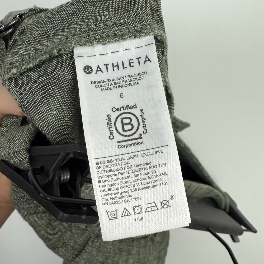 Athleta Voyager Cropped Linen Pants in Aspen Olive Green Size 6 - Picture 8 of 10